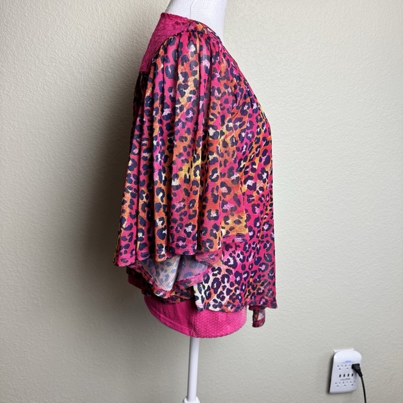 Justice Pink Sequin Tank / Animal Kimono Open Front Short Sleeves Girls Size 20 - Picture 3 of 10